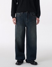 Dark Blue Wide Denim Pants Wide Legged Fit