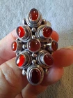 Vintage Sterling Silver Carnelian Ring Size 9.5 Nepal Boho Artisan Huge
