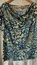 T-Shirt mit Wasserfallausschnitt, bunt, Größe L, Kim & Co (QVC)