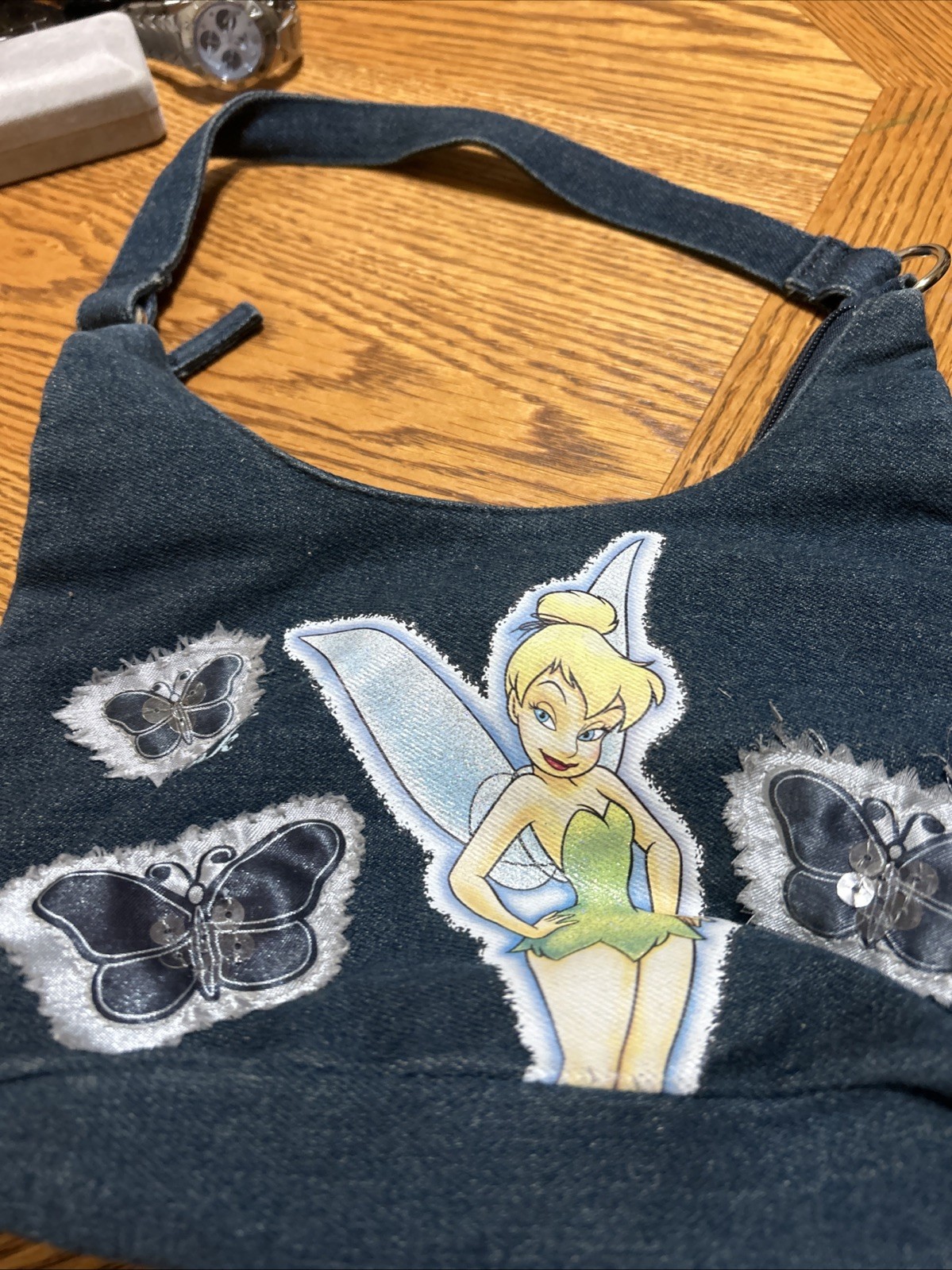 Disney Fairy Tinker bell Denim Canvas Purse Tote Shoulder bag