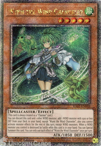 RA01-EN018 Wynn the Wind Channeler :: Quarter Century Secret Rare 1st Edition Yu