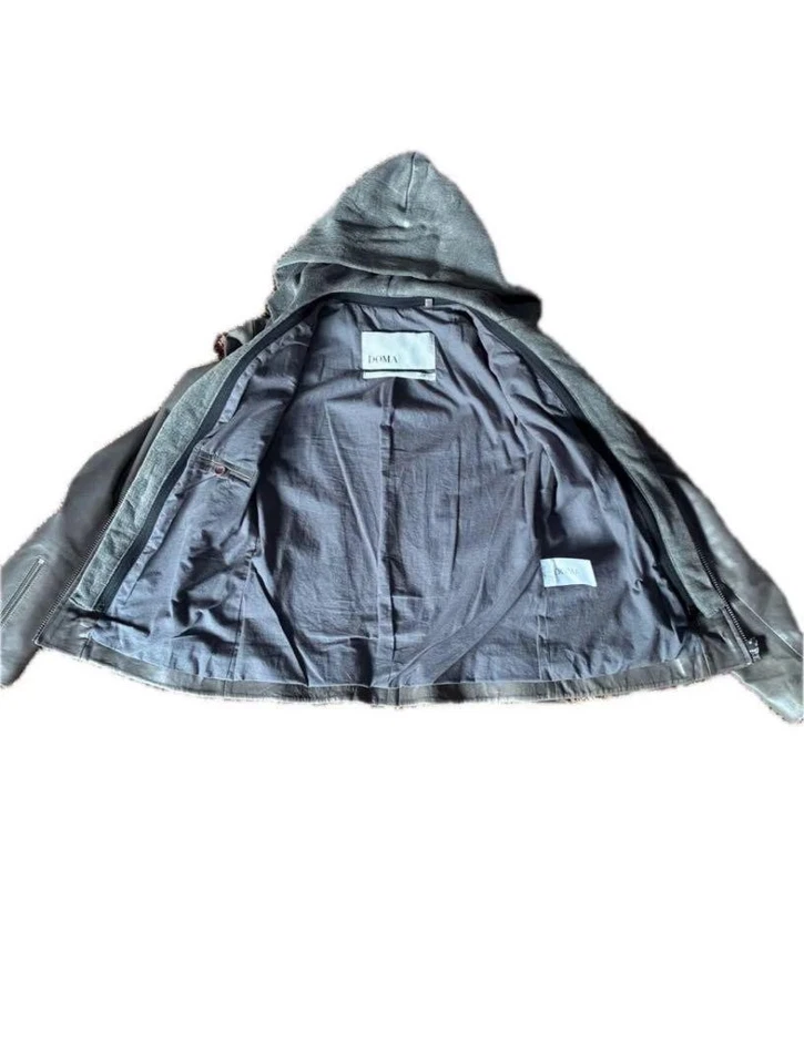 DOMA 100% Sheep Leather Biker Jacket Gray - Image 2 of 4