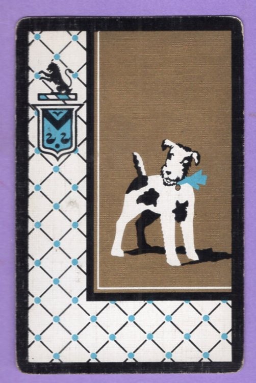 1 Single Swap Playing Card CUTE TERRIER PUPPY DOG GOLD METALLIC DECO VINTAGE