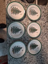 6 Spode Christmas Tree Bread Plates 6 1/2" England