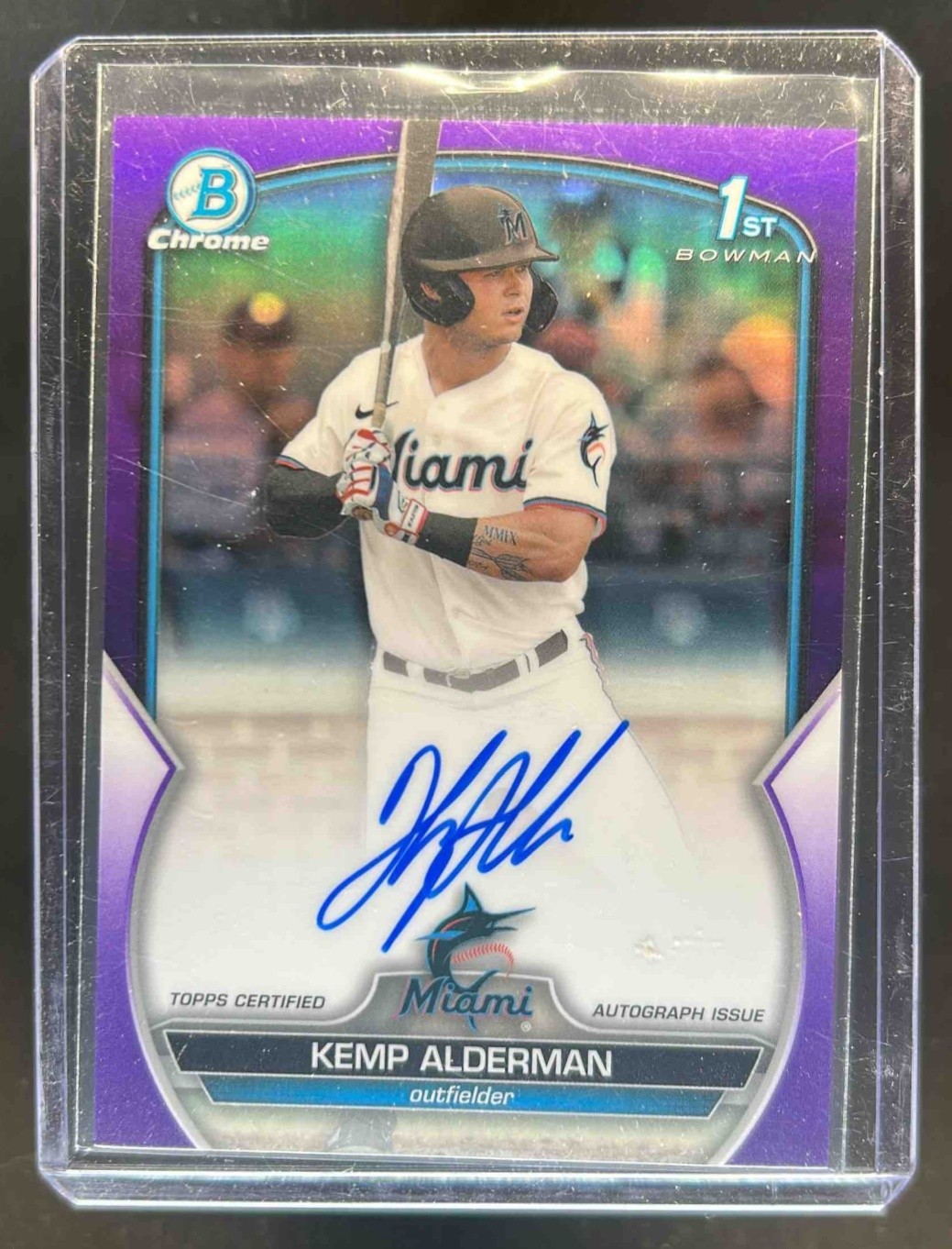 2023 Bowman Draft Kemp Alderman Chrome Auto Purple Refractor 1st #/250 Marlins