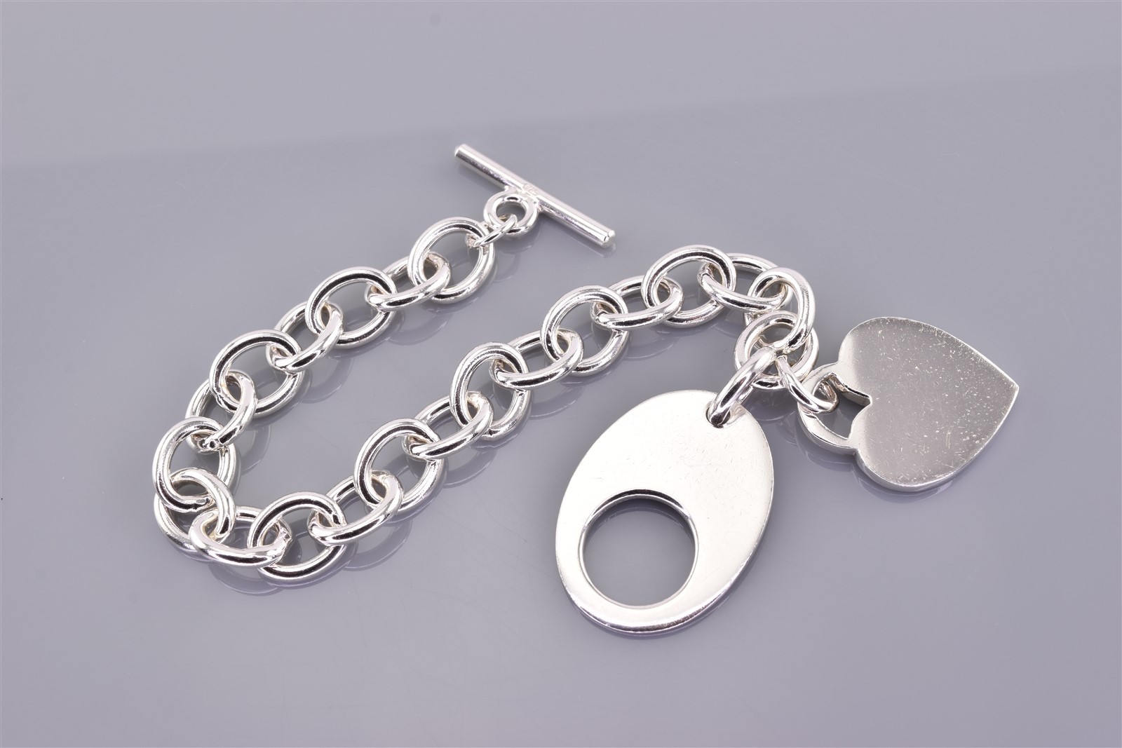 Sterling Silver Dangling Heart 9mm Solid Oval Lin… - image 4