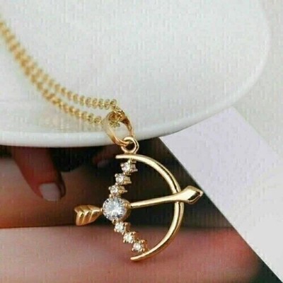 2Ct Round Cut Lab Created Diamond Arrow Women's Pendant 14K Yellow Gold Plated