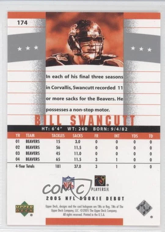 2005 Upper Deck Rookie Debut Bill Swancutt #174 RC - Image 2 of 2