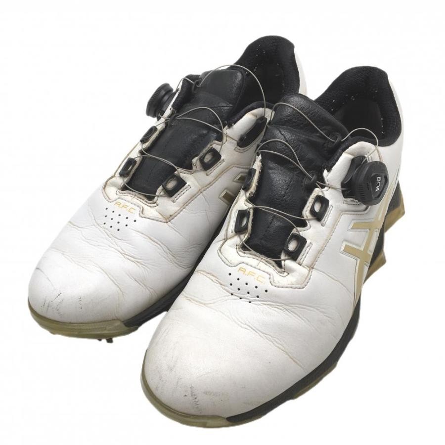 Asics Men US 27 Golf Shoes White Black Spiked Casual Style