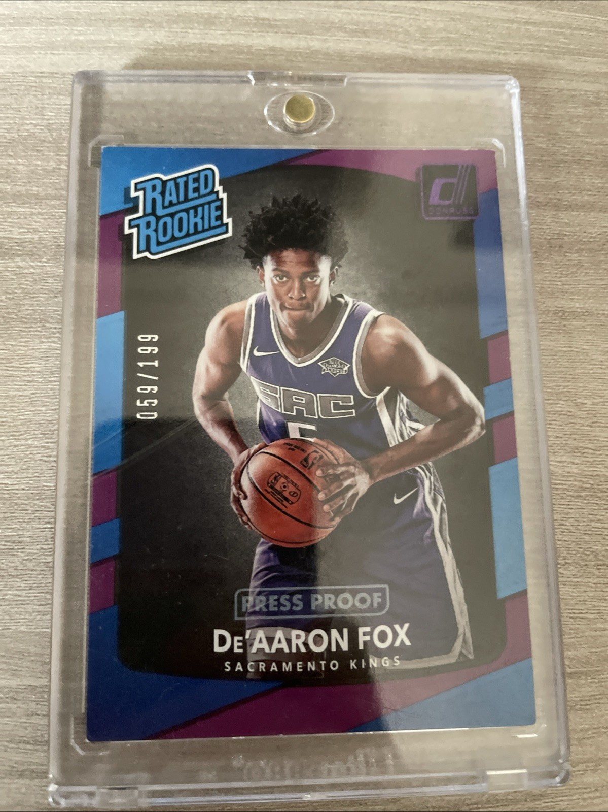 2017-18 Panini Donruss - Rated Rookies De'Aaron Fox #196 Press Proof Purple /199