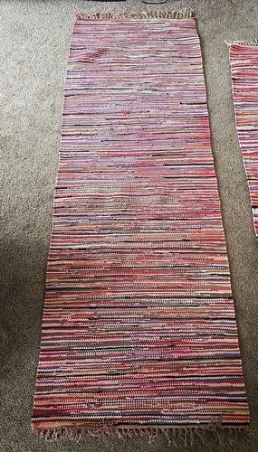 Crate & Barrel Radio Rag Rug in Red Cotton Guc 2.5ft X 7ft - Picture 1 of 5