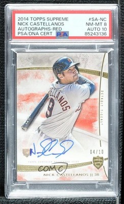 2014 Topps Supreme Red 4/10 Nick Castellanos #SA-NC PSA 8 Rookie Auto RC b4d