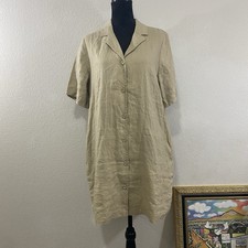 Everlane The Linen Shirt Dress In Trench Coat Khaki, Size Large