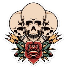 Skulls Flower Lightning - Vinyl Decal Sticker - Car Window Laptop - ebn12643