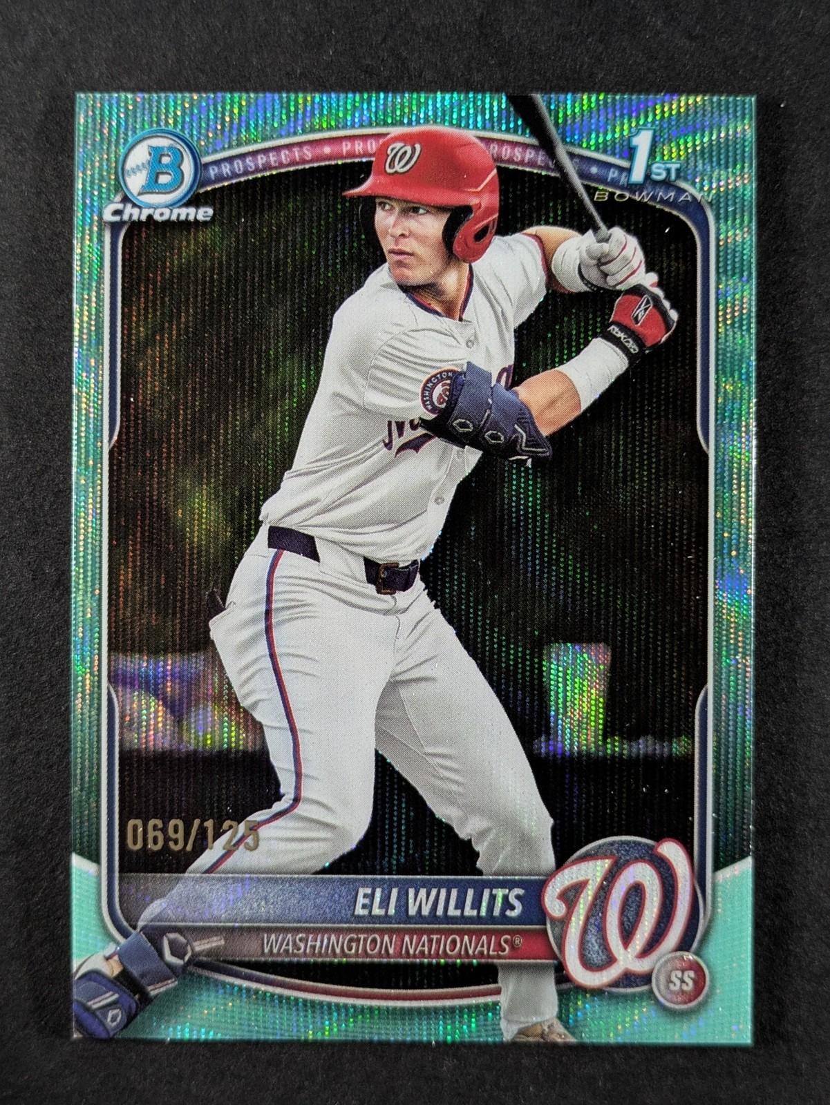 2025 Bowman Chrome Draft ELI WILLITS 69/125 1st Prospect Aqua Wave Ref #BDC-1