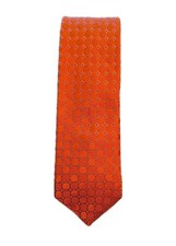 Ted Baker ITALIAN Silk Tie Orange Blue Polka Dots Made in USA