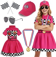 Dormstop Girls Race Car Driver Costume Racing Suit Racer Dress Rose 7-8 Years