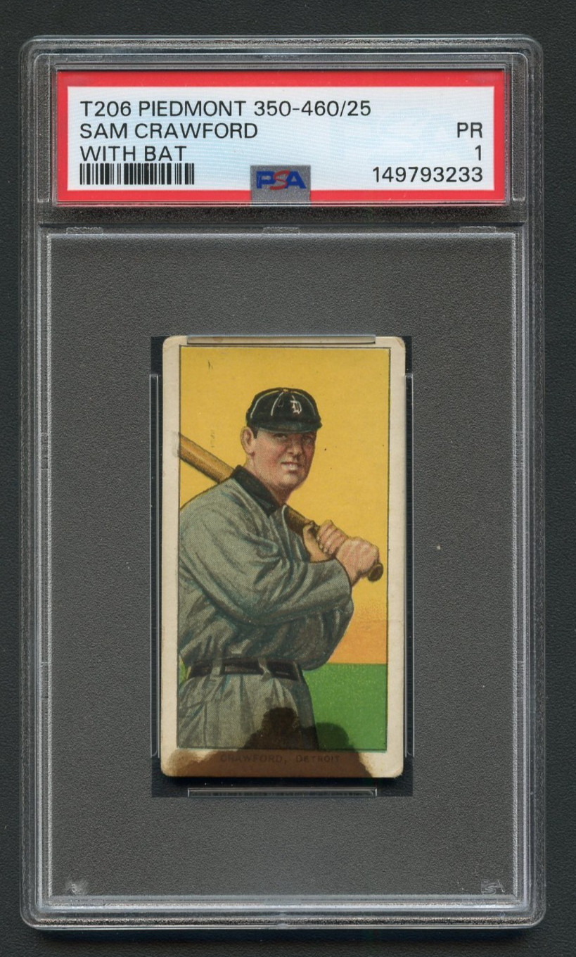 1909-11 T206 PIEDMONT Sam Crawford With Bat PSA 1 HOF view 1