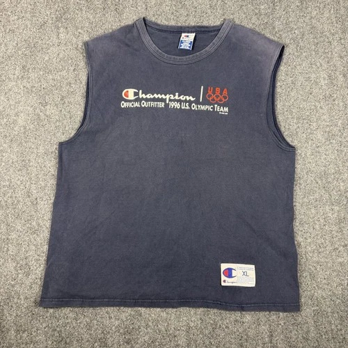 Vintage USA Olympic Team Shirt Mens XL Blue Atlanta 1996 Champion Sleeveless - product listing photo
