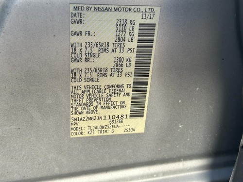 Driver Axle Shaft Front Axle 3.5L 6 Cylinder AWD Fits 15-18 MURANO 104722518