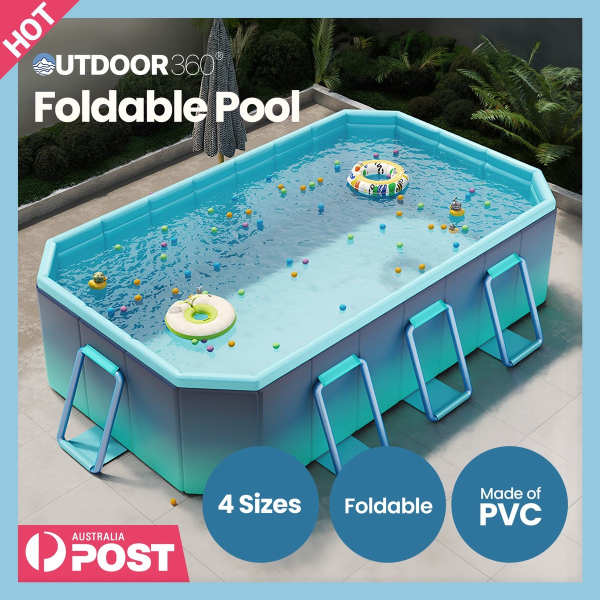 Outdoor360 Swimming Pool Foldable Above Ground PVC Pool Kids Adult