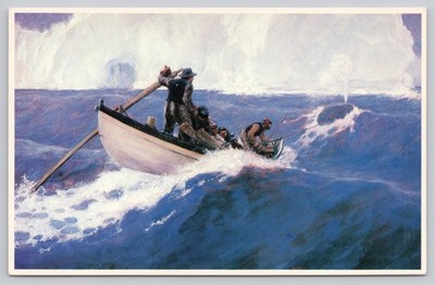 Whaling Museum New Bedford Postcard 1909 Bowhead Whale Chase Art