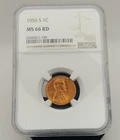 1955-S Lincoln Penny NGC MS 66 RD #20418