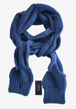 New POLO RALPH LAUREN Blue VIRGIN WOOL/CASHMERE Twist Knit SKINNY Long Scarf