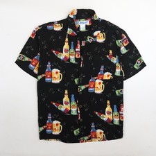 Beer Hawaiian Short Sleeve Button Up Shirt Size Small All Over Print