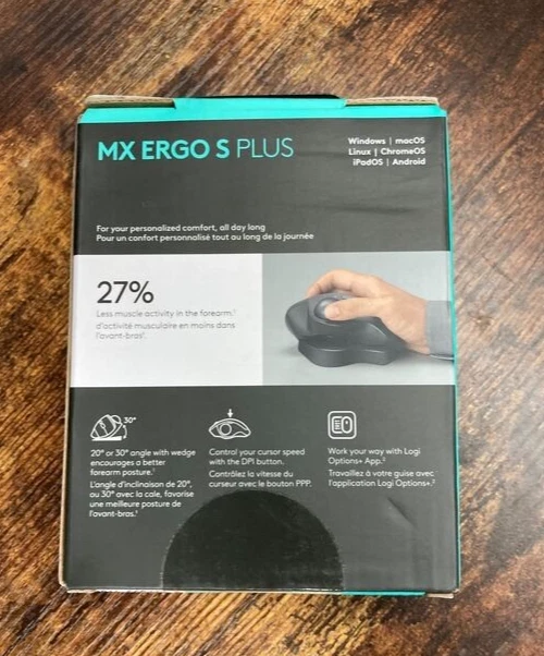 Logitech MX Ergo S Plus Advanced Wireless Ergonomic Trackball Mouse Black (MR) - Image 2 of 2