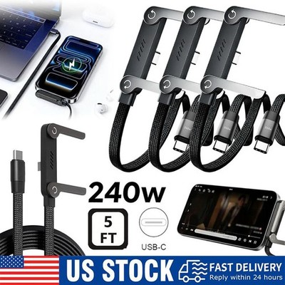 2-in-1 Invisible Holder Charger Cable   240W Fast Charging Cord with Phone Stand