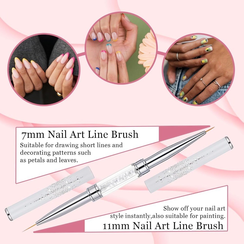 Double Ended Nail Builder Gel Brush Hard Gel French Tip Line Drawing Brush Oval