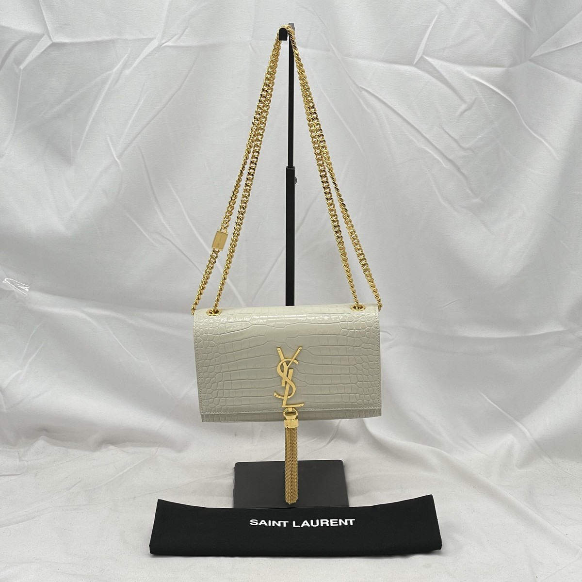Saint Laurent YSL Small Kate Croc Embossed Crossbody Bag Leather