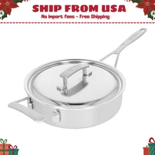 Demeyere Industry 5, 3 qt Sauté Pan With Helper Handle And Lid, 18/10 Stainless