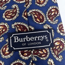 Vintage Burberrys Of London Neck Tie Blue 100 Silk Blue Paisley