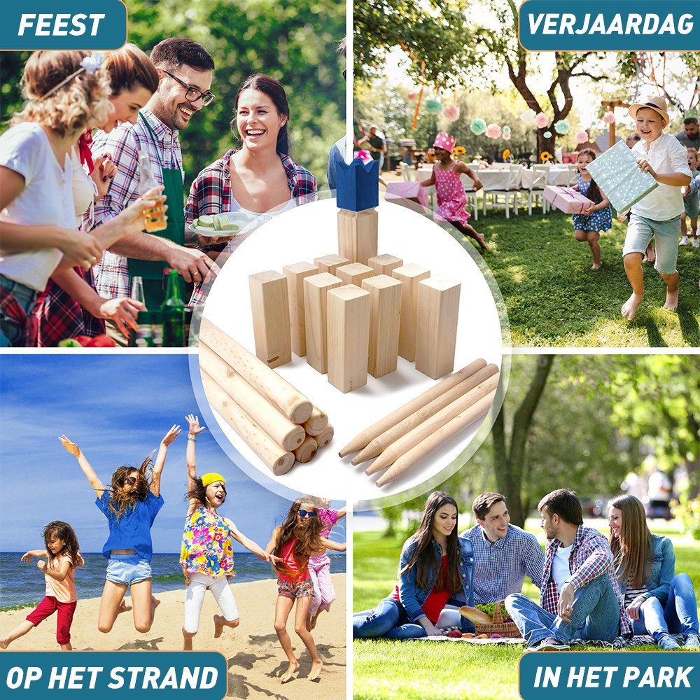Large Kubb Yard Game Set with Carrying Case, Lawn Game