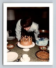 Vintage 1970s Polaroid Color Photo Birthday Cake Celebration 4x3.5in