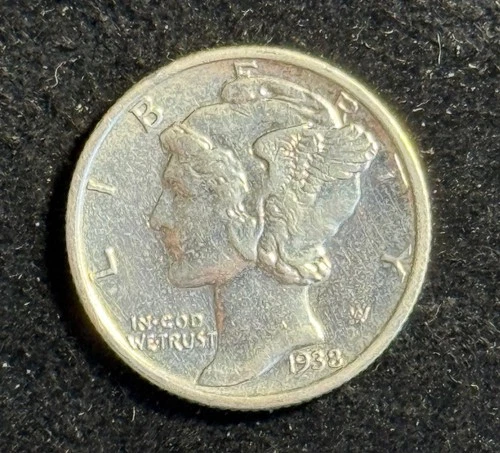 AU 1938-D Mercury Silver Dime 10c About Uncirculated Denver Mint Coin 2746