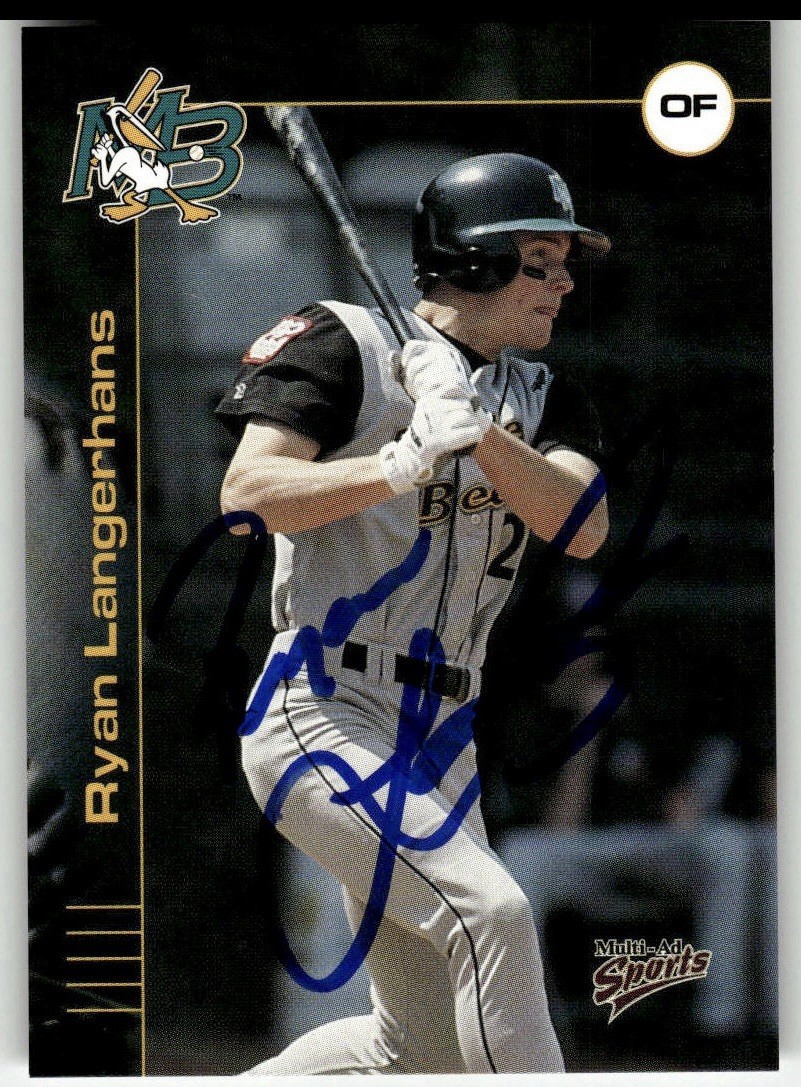 Ryan Langerhans 2001 Multi-Ad Myrtle Beach Pelicans #18 Autographed Signed Card