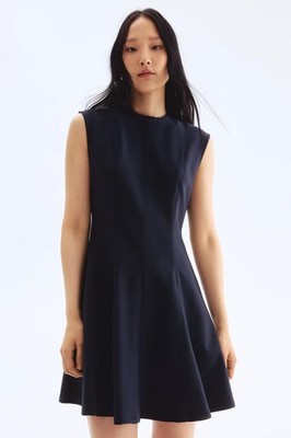 NWT H&M Flared-Skirt Mini Dress Size XL In Navy Blue