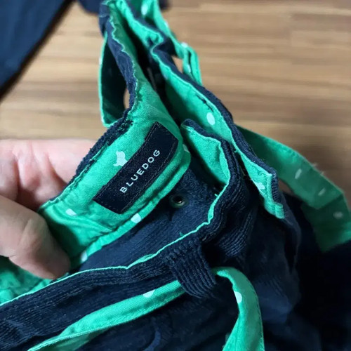 Children Navy Corduroy Pants with Green Belt Official