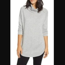 Caslon Turtleneck Tunic Sweater Grey Heather S