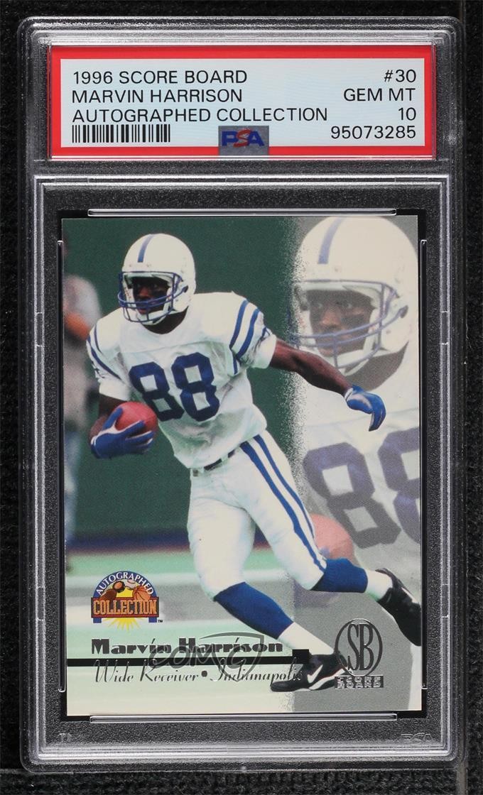 1996 Score Board Auto Collection Marvin Harrison PSA 10 GEM MT Rookie RC HOF uk2
