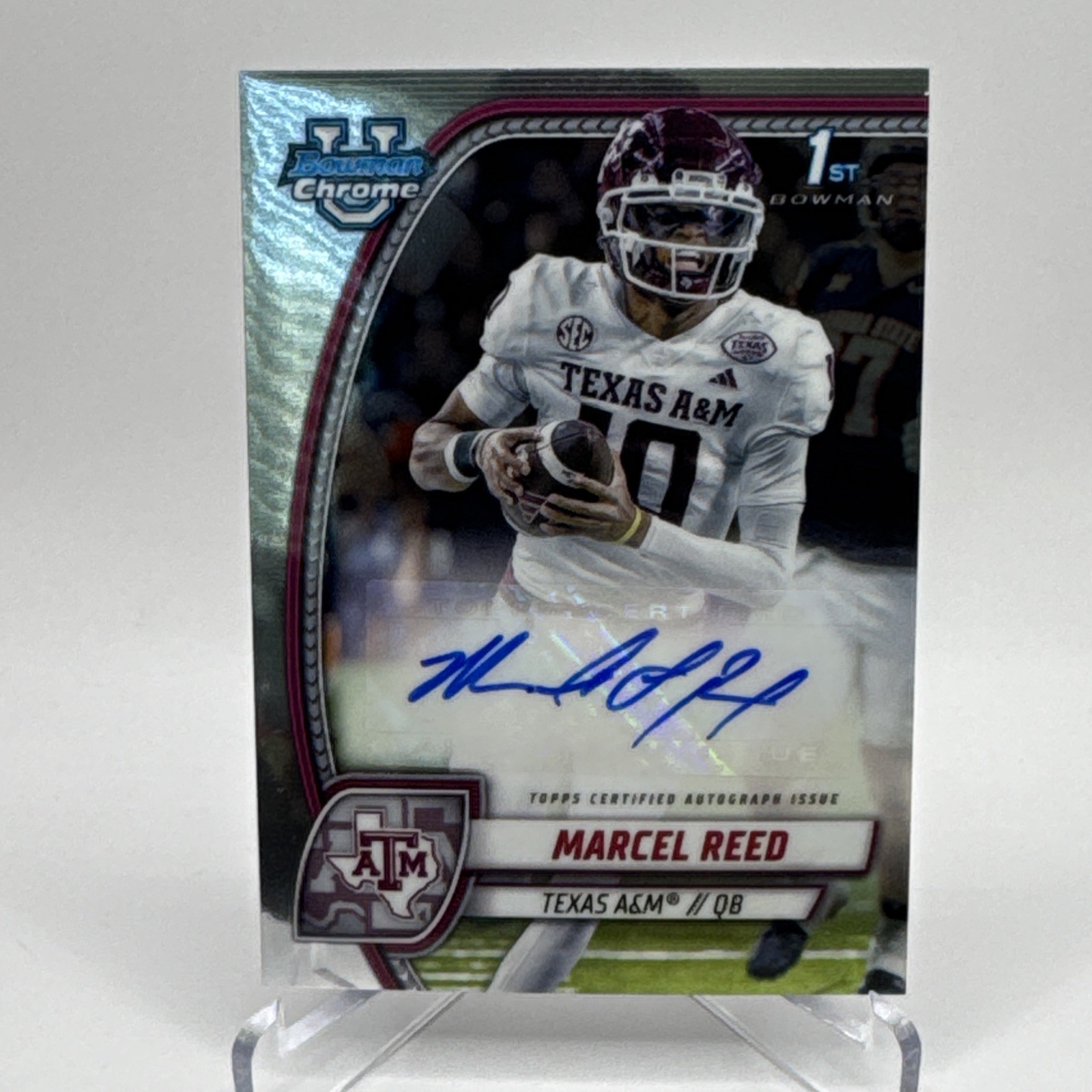 2024 Bowman University Chrome Marcel Reed Texas A&M Bowman 1st auto Texas A&M
