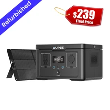 OUPES Exodus 600 Portable Power Station 600W 256Wh +100W Solar Panel Camping