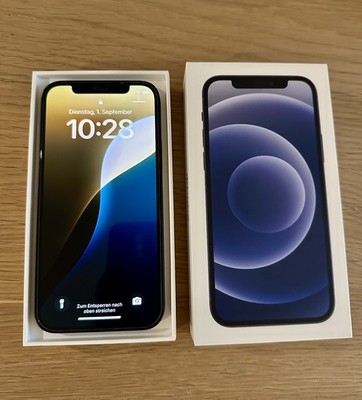 iPhone 12 schwarz 64GB ohne Simlock mit Hülle