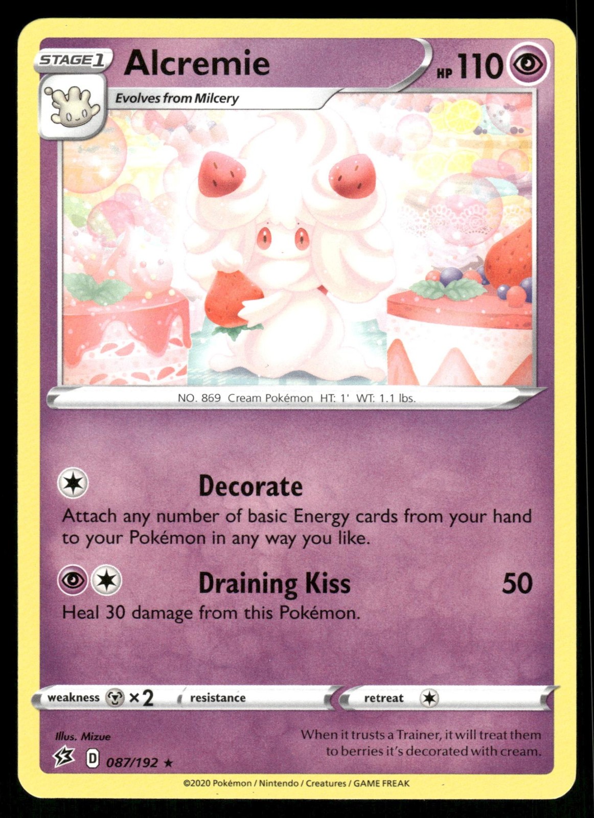 Alcremie 087/192 Rare Rebel Clash Pokemon Near Mint