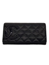 Cartera Larga CHANEL Línea Cambon Piel de becerro Marca Coco Negra Piel de Vaca Negra Damas