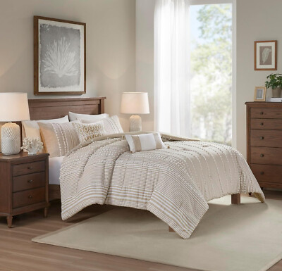 Harbor House 3 Pcs Cotton Comforter Set, Trendy Tufted Design | Full / Queen.