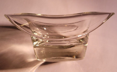 VTG Glass Hat Clear from Tumbler  Small Smooth brim Not Fenton Whimsey Toothpick